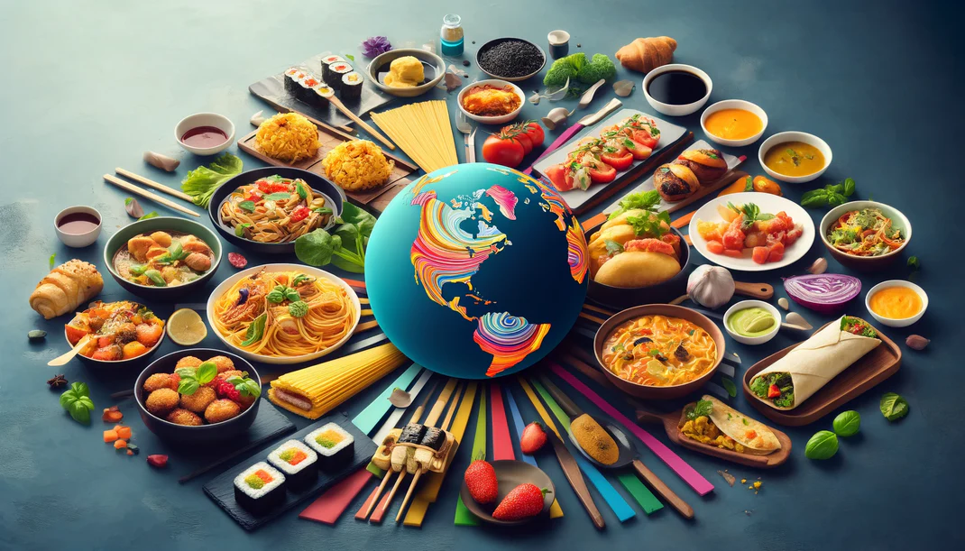 Food dishes with globe