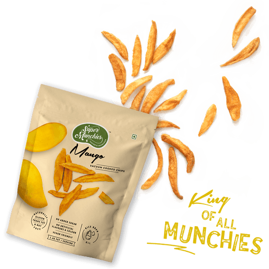 Super Munchies Vacuum Cooked MANGO Chips, Vegan Healthy Snacks, Gluten-Free & Nut-Free (Pack of 8 X 50G)